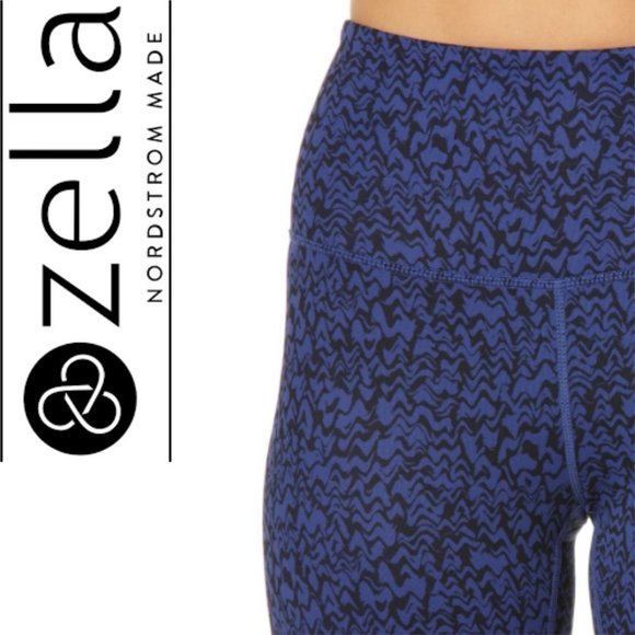 NEW Live In High Waist Ankle Performance Leggings Blue Twilight Wave Print Small - Picture 5 of 10